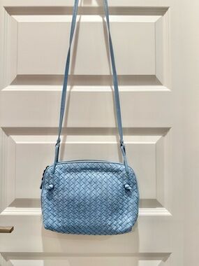 Bottega Veneta Light Blue Woven Leather Crossbody Bag